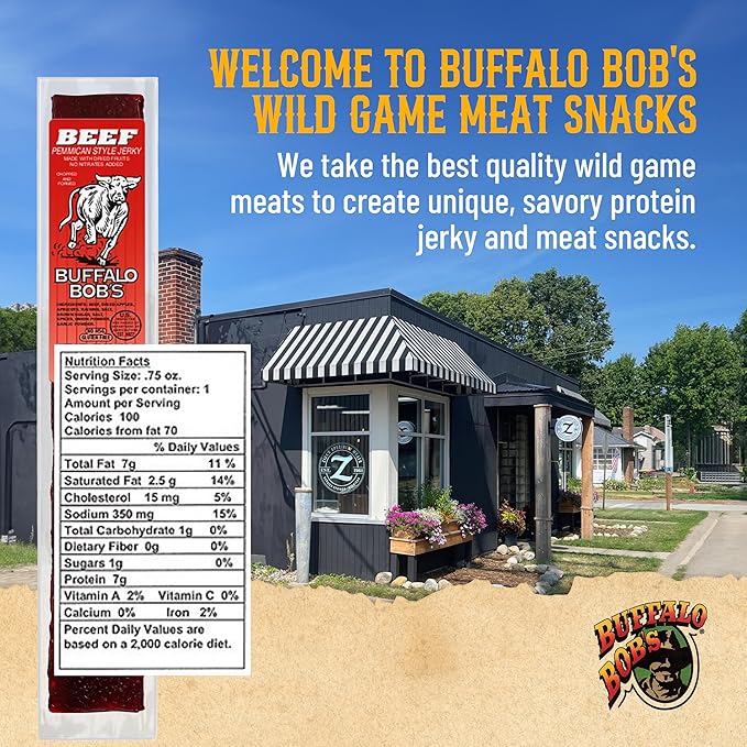 Buffalo Bob's Wild Game Meat Snack - Beef Pemmican 10 Pack