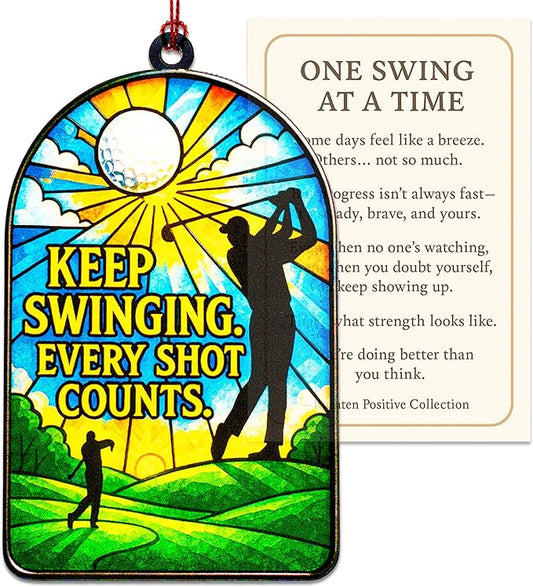 Golf Gifts For Men Golfers, Golf Christmas Ornament, Golf Decor, Positive Golf, Christmas Ornament 2025, Suncatcher Effect Window Hanging, Car Hanging Accessories