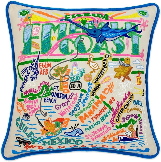 Catstudio Emerald Coast Embroidered Decorative Throw Pillow