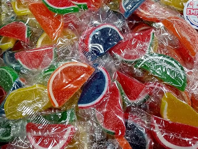 Assorted Fruit Slices - 2 lbs of Fresh Delicious Wrapped Sweet Sugar Sanded Orange Lime Watermelon Cherry Blue Raspberry Lemon Slices