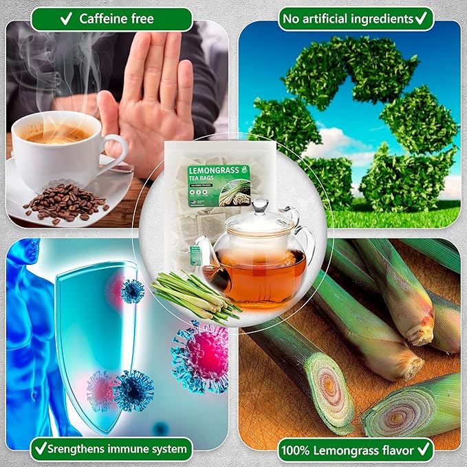 TeaDreamTea Lemongrass Tea Bags - Supports Healthy Digestion - Premium Quality Herbal Tea - Caffeine Free Tea - Enjoy It Hot Or Cold Bulk Tea Bags