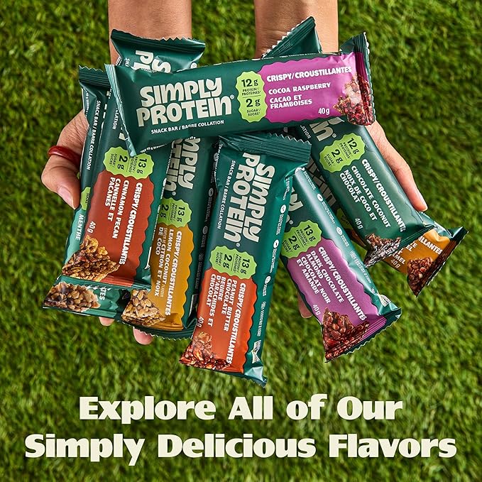 Simply Protein - Lemon Coconut Crispy Bars - Plant Based Protein Bars - Low Carb, Low Sugar, High Fiber - 13g Protein, 2g Sugar, 7g Fiber - Vegan, Gluten Free, Non GMO, Kosher - 4 Bars