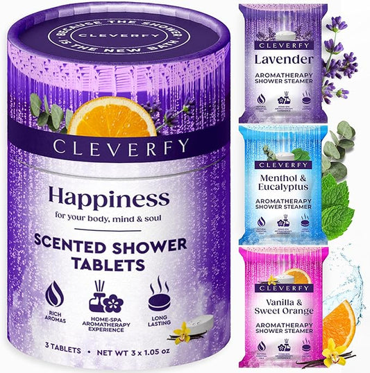 Cleverfy Shower Steamers Aromatherapy – Stocking Stuffers for Women, Teens and Wife – Christmas Gifts for Women and Teen Girls – White Elephant Gifts for Adults – 3 Tablets