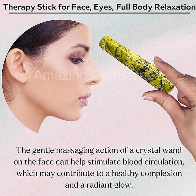 Amazing Gemstone Green Opal Crystal Wand Massage Stick - Pelvic Wand Gua Sha for Adults - Crystals and Healing Stones Massage Wands for Adults Gifts (Smooth)