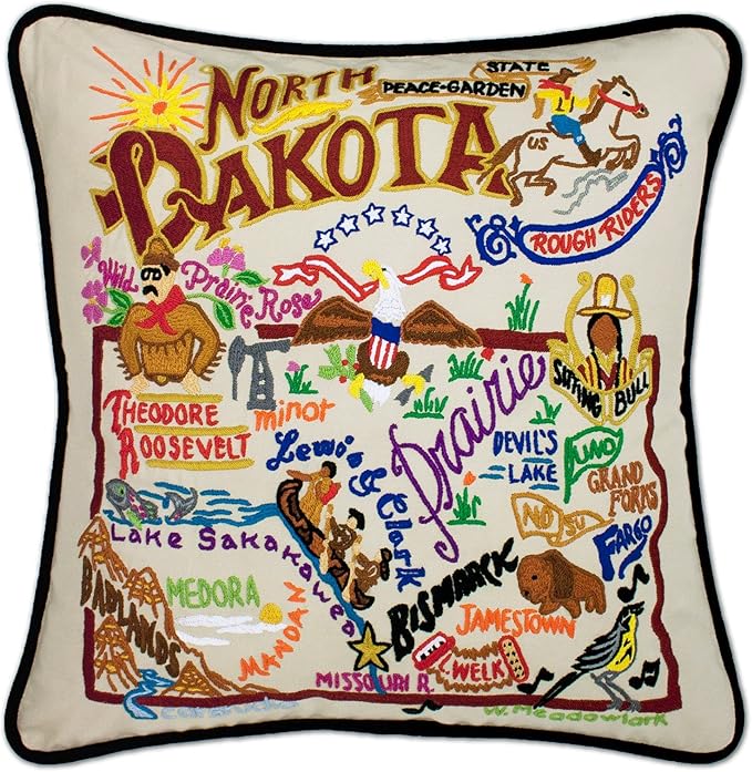 Catstudio North Dakota Embroidered Decorative Throw Pillow