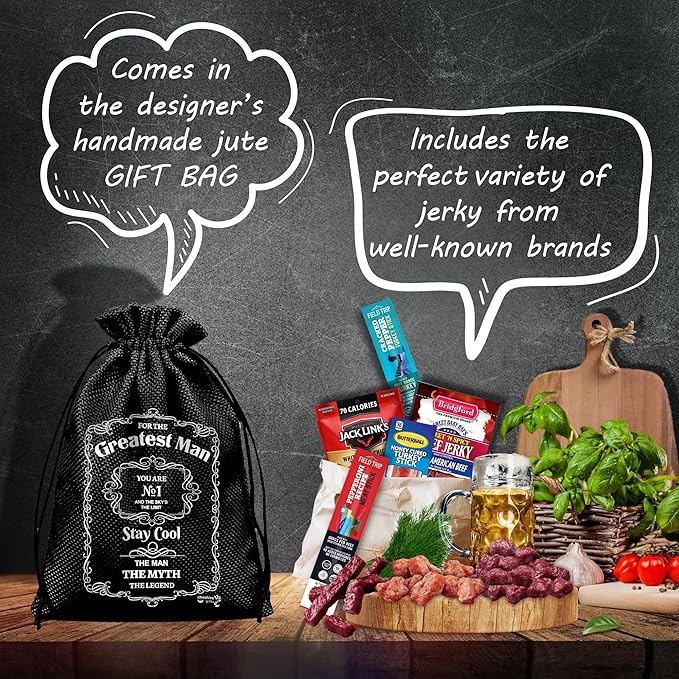 Beef Jerky Gift Baskets For Men - Meat And Cheese Gift Baskets, Birthday Gifts For Men Who Have Everything With Beef Jerky Variety Pack - Gifts For Dad & Care Package
