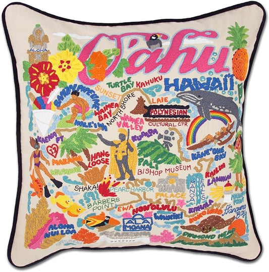 Catstudio Oahu Embroidered Decorative Throw Pillow