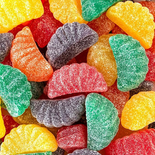 Fruit Slices - 2 Pound Bulk Pack (About 65 Count) - Assorted Jelly Candy - Unwrapped - Sugar-Dusted Old-Fashioned Sweets