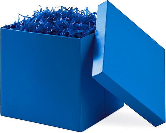 Hallmark Medium Gift Box with Lid and Shredded Paper Fill (Royal Blue 7 inch Box) for Birthdays, Graduations, Anniversaries, Father's Day, Christmas, Valentine's Day, All Occasion