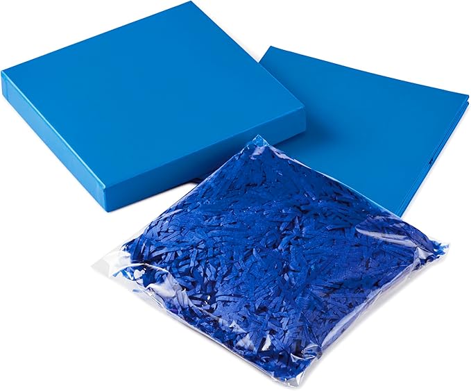 Hallmark Medium Gift Box with Lid and Shredded Paper Fill (Royal Blue 7 inch Box) for Birthdays, Graduations, Anniversaries, Father's Day, Christmas, Valentine's Day, All Occasion