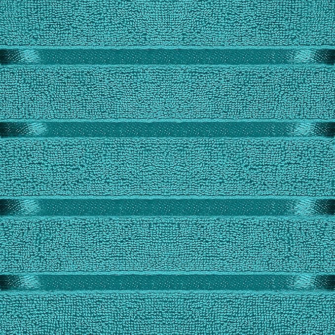 Utopia Towels 8 Piece Luxury Towel Set, 2 Bath, 2 Hand, and 4 Wash Cloths, 600 GSM Ring Spun Cotton, Highly Absorbent Viscose Stripe Towels, Ideal for Everyday use, Turquoise