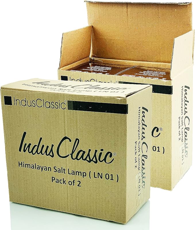 LN-01 Pack of 2 Natural Himalayan Pink Crystal Rock Salt Lamp 6~8 Inch Tall with Dimmer Control Switch, Quality Gift Packaging