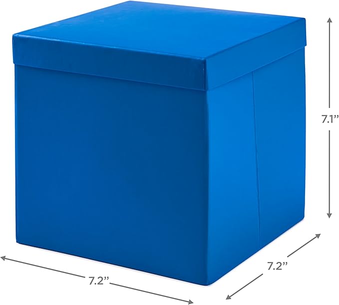 Hallmark Medium Gift Box with Lid and Shredded Paper Fill (Royal Blue 7 inch Box) for Birthdays, Graduations, Anniversaries, Father's Day, Christmas, Valentine's Day, All Occasion