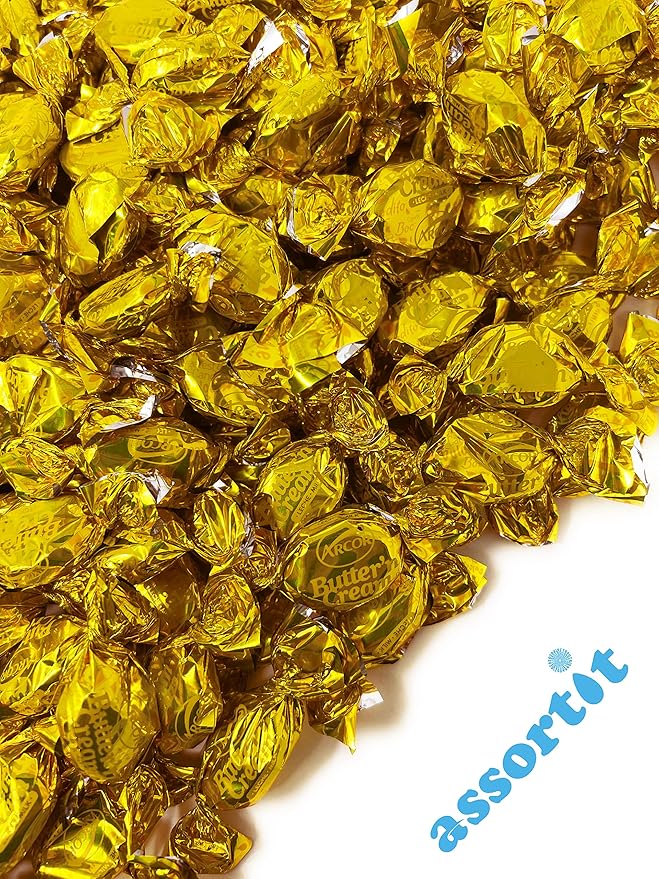 Halloween Butter Cream Hard Candy - 3 lbs - Classic Butter n' Cream Old School Butterscotch Hard Candies - Bulk American Vintage Candy Assortment - Individually Wrapped, 48 oz.