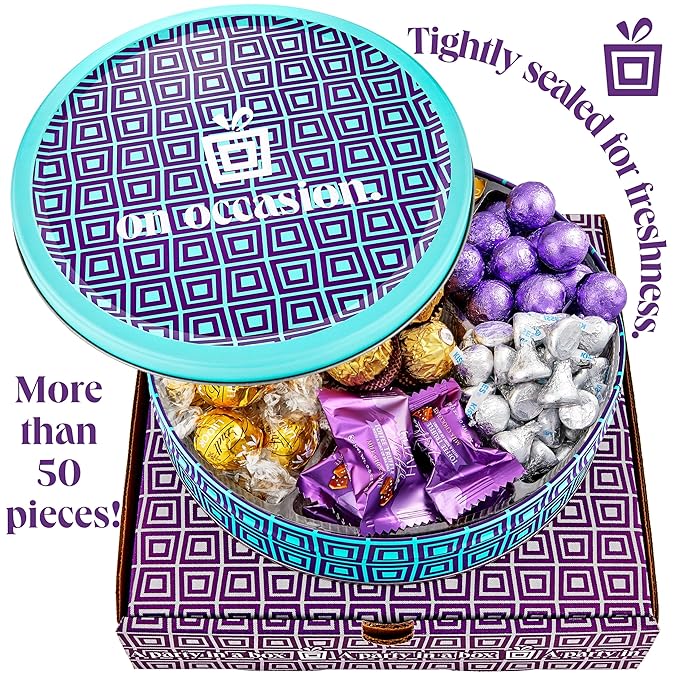On Occasion Gourmet Chocolate Gift Box – Milk and Dark Chocolate Variety Pack – Individually Wrapped Sweets – Luxury Dessert Treats (50 Pieces)