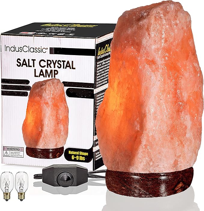 LN-04 Natural Himalayan Pink Crystal Rock Salt Lamp 6~9 lbs with Dimmer Control Switch, Quality Gift Packaging