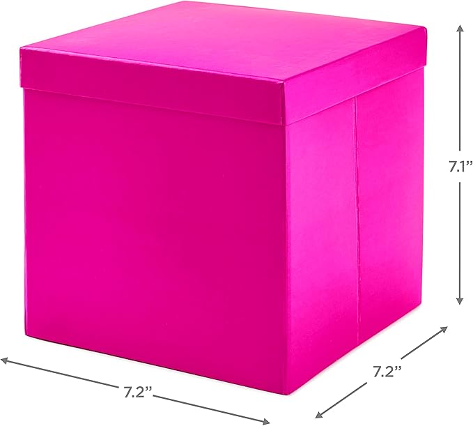 Hallmark Medium Gift Box with Lid and Shredded Paper Fill (Hot Pink 7 inch Box) for Anniversaries, Bridal Showers, Bachelorette, Bridesmaids Gifts, Valentine's Day, All Occasion