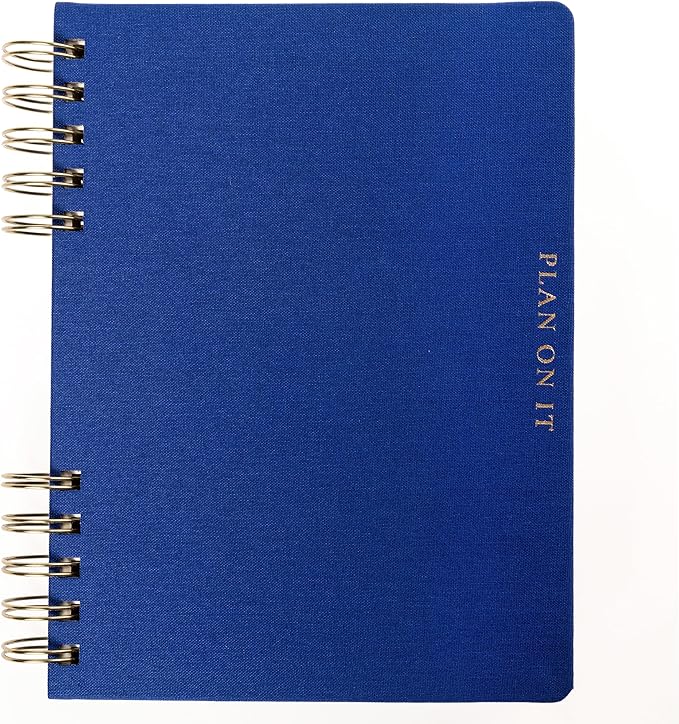 Daily Task Journal by Graphique Luxe Collection, Fabric-Wrapped Hardcover Spiral Notebook for Planning & Writing, Priority List Planner with Magnetic Bookmarks & Gold Foil Embossing,192 Pages, 6” x 8”, Colbalt Blue