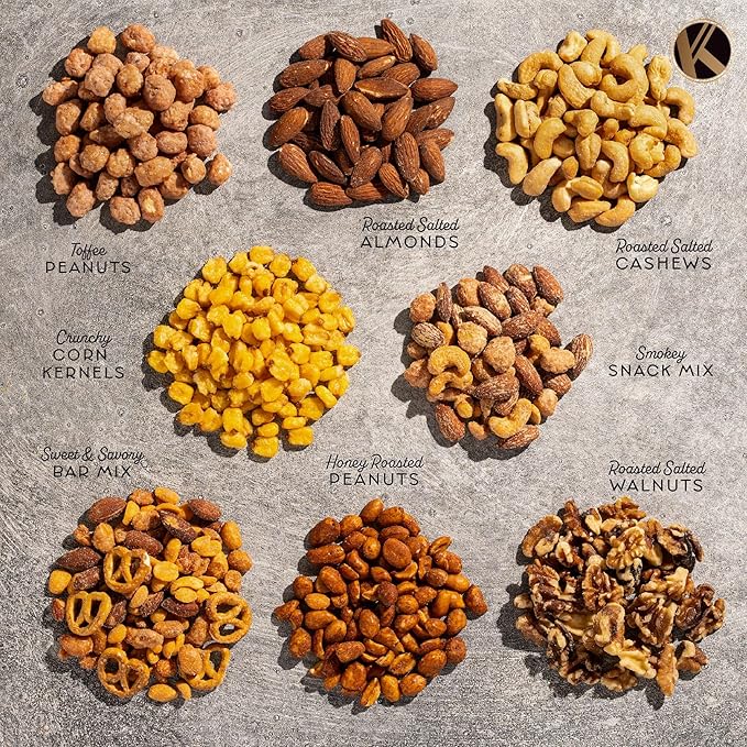 KREMERY Gourmet Nut Gift Basket - Diwali Sweets Hamper Mixed Nuts Gift Basket in Seagrass Tray with Ribbon (8 Assortments) Healthy Snack Care Package, Food Assortments