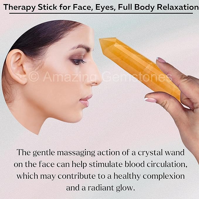 Amazing Gemstone Yellow Aventurine Crystal Wand Massage Stick - Pelvic Wand Gua Sha for Adults - Crystals and Healing Stones Massage Wands for Adults Gifts (Pointed)