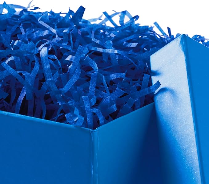 Hallmark Medium Gift Box with Lid and Shredded Paper Fill (Royal Blue 7 inch Box) for Birthdays, Graduations, Anniversaries, Father's Day, Christmas, Valentine's Day, All Occasion