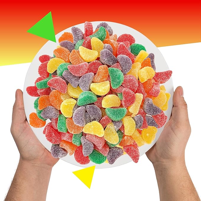 Fruit Slices Candy | 2 Pound Bulk Bag | Assorted Sugar Coated Jelly Candies in Strawberry, Orange, Lemon, Grape, Apple Flavors | Old Fashioned Fruit Chews Candy