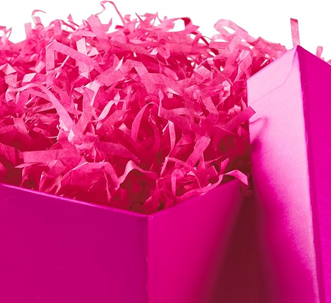 Hallmark Medium Gift Box with Lid and Shredded Paper Fill (Hot Pink 7 inch Box) for Anniversaries, Bridal Showers, Bachelorette, Bridesmaids Gifts, Valentine's Day, All Occasion