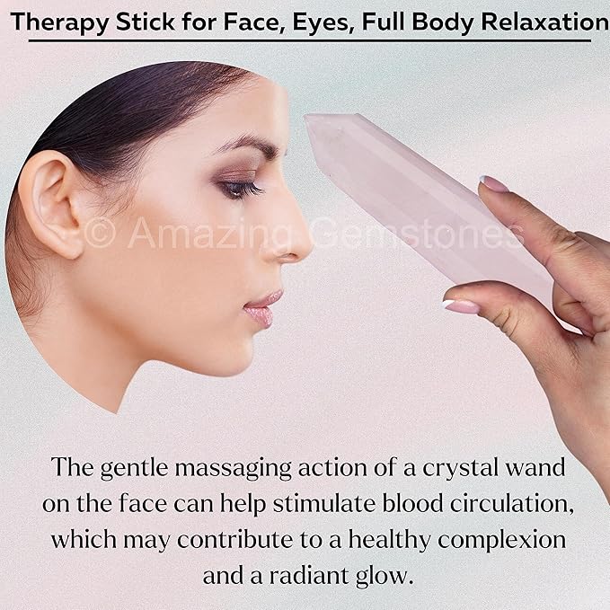 Amazing Gemstone Rose Quartz Crystal Wand Massage Stick - Pelvic Wand Gua Sha for Adults - Crystals and Healing Stones Massage Wands for Adults Gifts (Pointed)