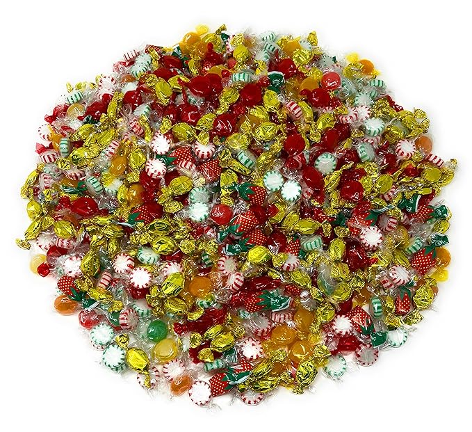 Halloween American Old Fashioned Hard Candy - 10 lbs - Peppermint and Spearmint Starlights, Cinnamon Disks, Butterscotch, Strawberry Jelly Filled Candy and Fruity Hard Candy - Bulk Holiday Classics Assortment- Individually Wrapped, 160 oz.