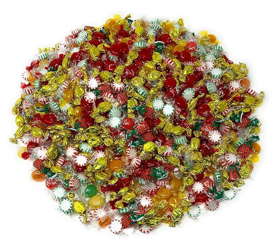 Halloween American Old Fashioned Hard Candy - 10 lbs - Peppermint and Spearmint Starlights, Cinnamon Disks, Butterscotch, Strawberry Jelly Filled Candy and Fruity Hard Candy - Bulk Holiday Classics Assortment- Individually Wrapped, 160 oz.