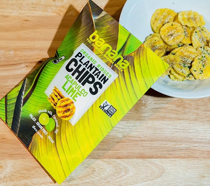 Barnana Organic Plantain Chips - Acapulco Lime - 5 Ounce, 3 Pack Plantains - Barnana Salty, Crunchy, Thick Sliced Snack - Best Chip For Your Everyday Life - Cooked in Premium Coconut Oil